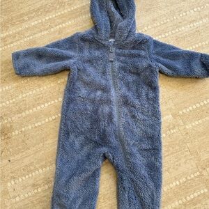 Hanna Andersson Blue Fleece Footies with Hood